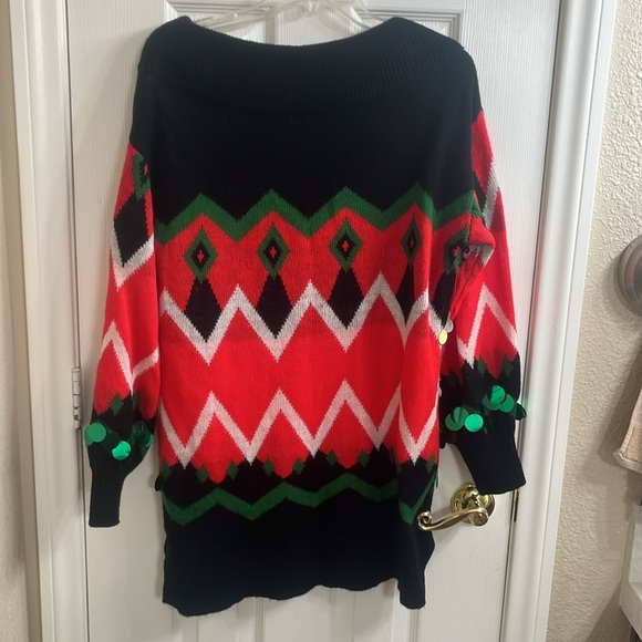 Christmas sweater with sequins Red and Black - Picture 4 of 6